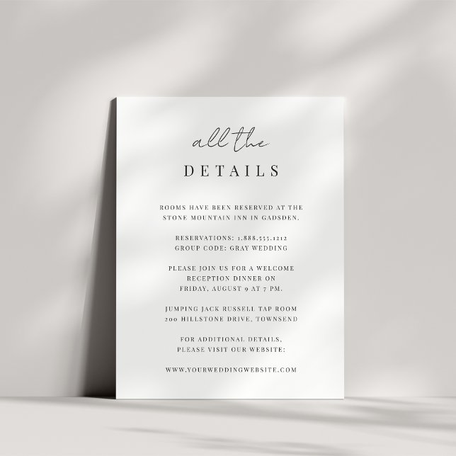 Modern Minimal Script Wedding Details Enclosure Card (Creator Uploaded)