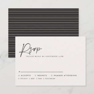 Modern Minimal Script Wedding RSVP with Stripe abc Card