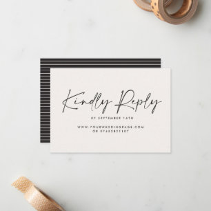 Modern Minimal Script Wedding RSVP with Stripe abc Card