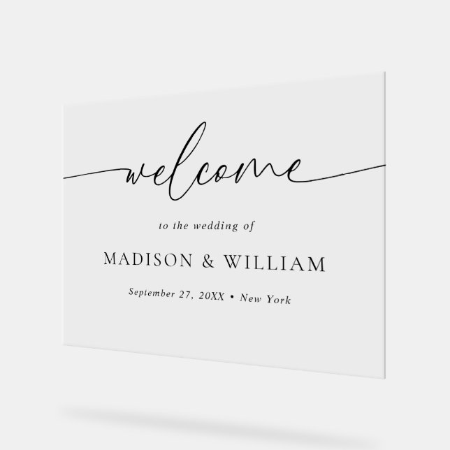 Modern Minimal Script Wedding Welcome Sign (Angle)