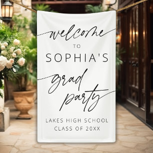 Modern Minimal Script Welcome Graduation Party Banner