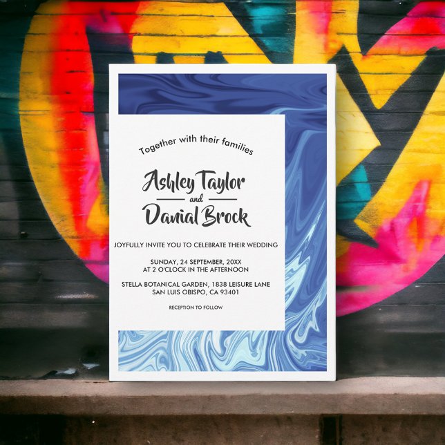 Modern Minimal Seamless Oily Abstract Art Wedding Invitation (Creator Uploaded)