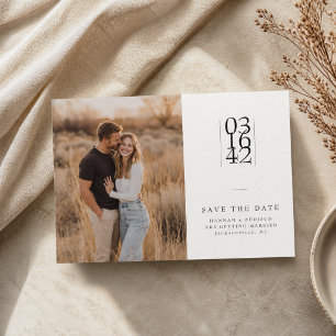 Modern Minimal Serif Wedding Photo Save the Date