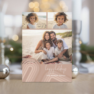 Modern Minimal Shades of Champagne Stripes - Photo Holiday Card
