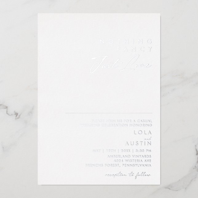 Modern Minimal Silver Nothing Fancy Just Love Real (Front)