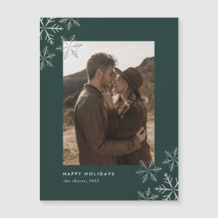 Modern Minimal Silver Snowflakes Holiday Card