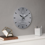 Modern Minimal Silver Wedding Anniversary Keepsake Large Clock<br><div class="desc">A modern,  simple,  classy,  elegant,  personalised wedding anniversary keepsake clock featuring modern typography and a brushed metal background. A nice custom wedding or anniversary gift for a young - and young at heart - couple celebrating their 1st,  3rd,  5th,  10,  25th or 50th anniversary.</div>