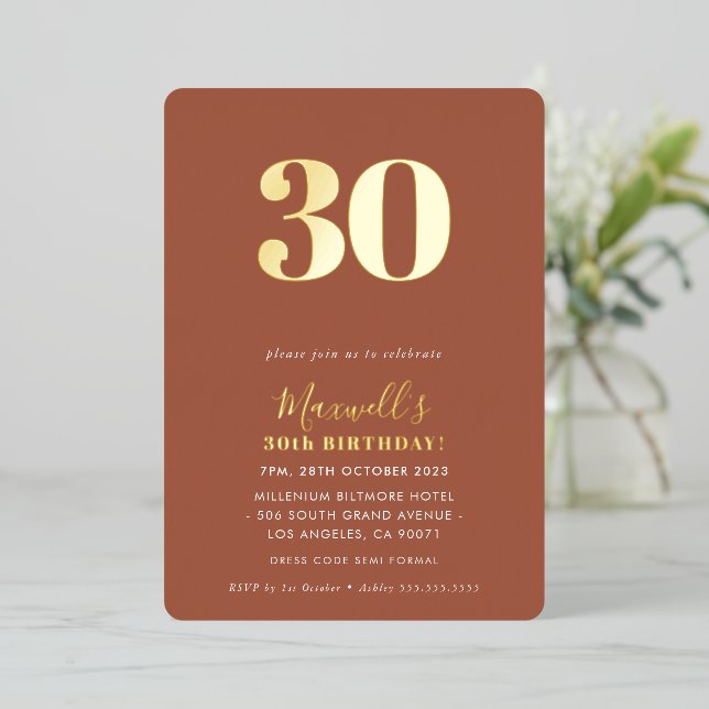 MODERN MINIMAL simple 30th birthday party brown (Standing Front)