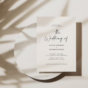 Modern minimal simple black and white wedding save the date