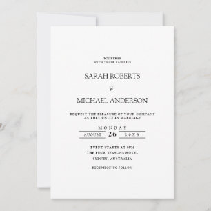 Modern Minimal Simple Black Script Wedding Invitation