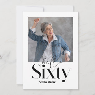 Modern minimal simple black & white 60th birthday invitation