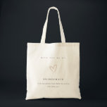 Modern Minimal Simple Blush Heart Bridesmaid Gift Tote Bag<br><div class="desc">If you need any further customisation please feel free to message me on yellowfebstudio@gmail.com.</div>