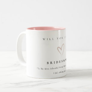 Modern Minimal Simple Blush Heart Bridesmaid Gift Two-Tone Coffee Mug
