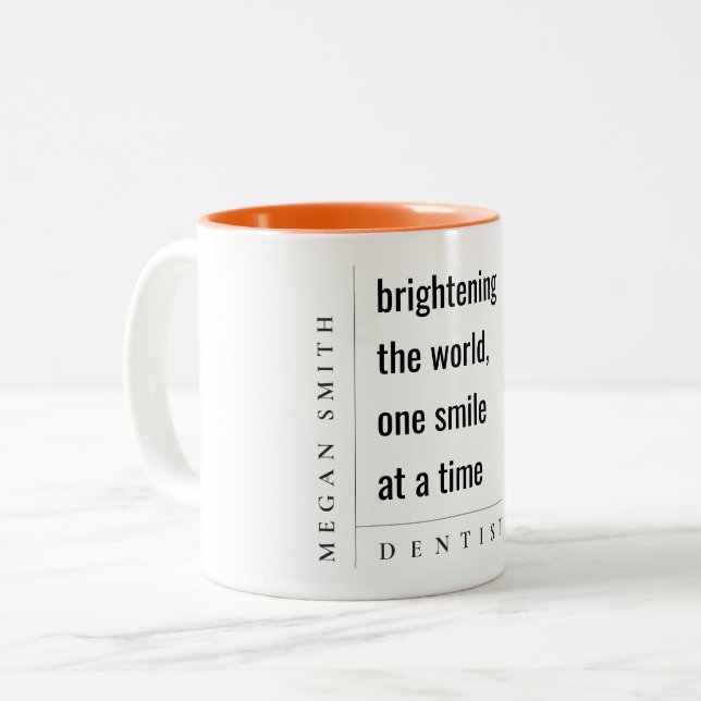 Modern Minimal Simple Bold Dentist Gift Two-Tone Coffee Mug (Front Left)