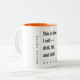 Modern Minimal Simple Bold Funny Dentist Gift Two-Tone Coffee Mug