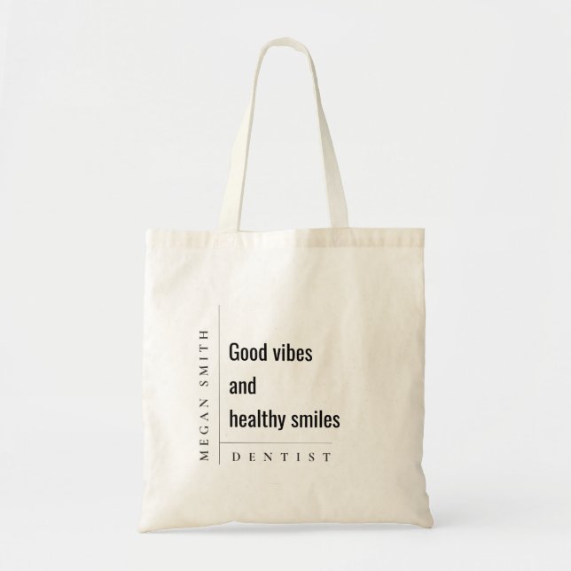 Modern Minimal Simple Bold Smile Dentist Gift Tote Bag (Front)