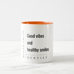 Modern Minimal Simple Bold Smile Dentist Gift Two-Tone Coffee Mug