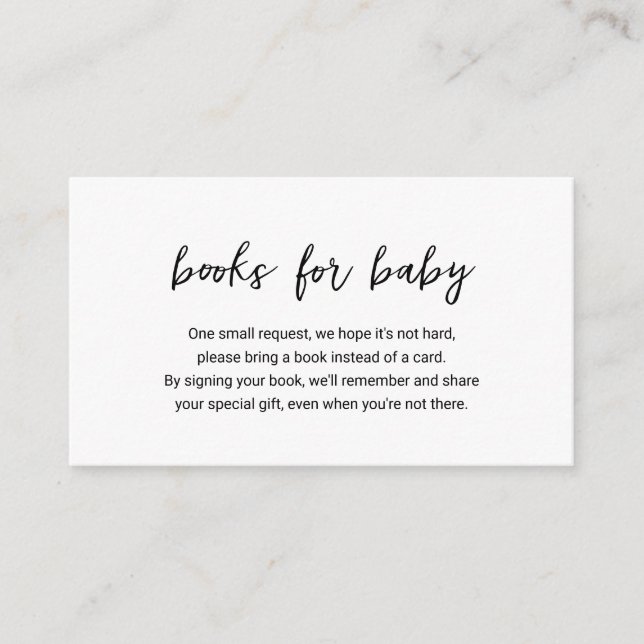 Modern Minimal Simple Books for Baby Shower Enclosure Card (Front)