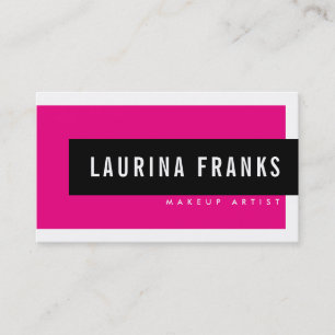 MODERN MINIMAL simple brand chic hot pink black Business Card