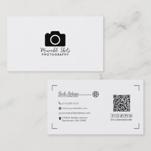 Modern Minimal Simple Camera Photographer  Business Card