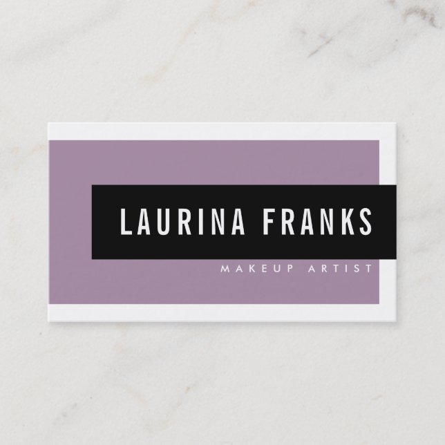 MODERN MINIMAL simple chic mauve purple black Business Card (Front)