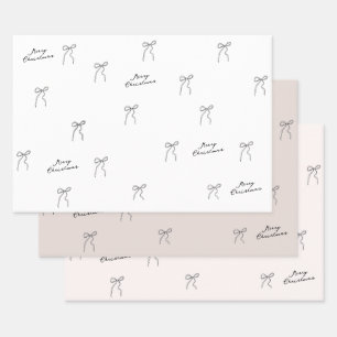 Modern Minimal Simple Cute Bows Christmas Gift Wrapping Paper Sheet