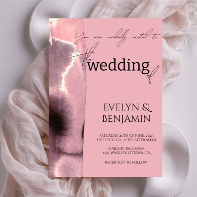 Modern, Minimal, Simple Dusty Rose Wedding   Invitation (Creator Uploaded)