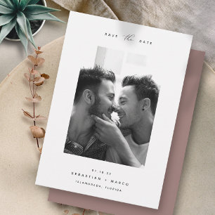 Modern Minimal   Simple Elegant Vertical Photo Save The Date