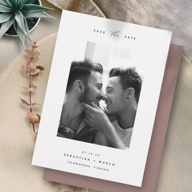 Modern Minimal | Simple Elegant Vertical Photo Save The Date (Creator Uploaded)