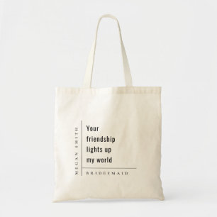 Modern Minimal Simple Friendship Bridesmaid Gift Tote Bag