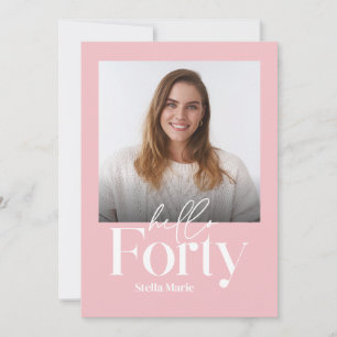Modern minimal simple girly pink 40th birthday invitation