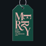 Modern minimal simple green pink Christmas Gift Tags<br><div class="desc">Budget Modern minimal traditional retro vintage graphic typography green and pink merry Christmas holiday thank you tag. Part of a bold fun holiday collection.</div>