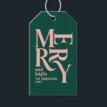 Modern minimal simple green pink Christmas Gift Tags<br><div class="desc">Budget Modern minimal traditional retro vintage graphic typography green and pink merry Christmas holiday thank you tag. Part of a bold fun holiday collection.</div>
