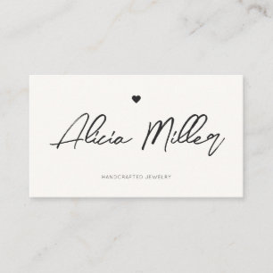 Modern Minimal Simple Handwritten QR Code Heart Business Card