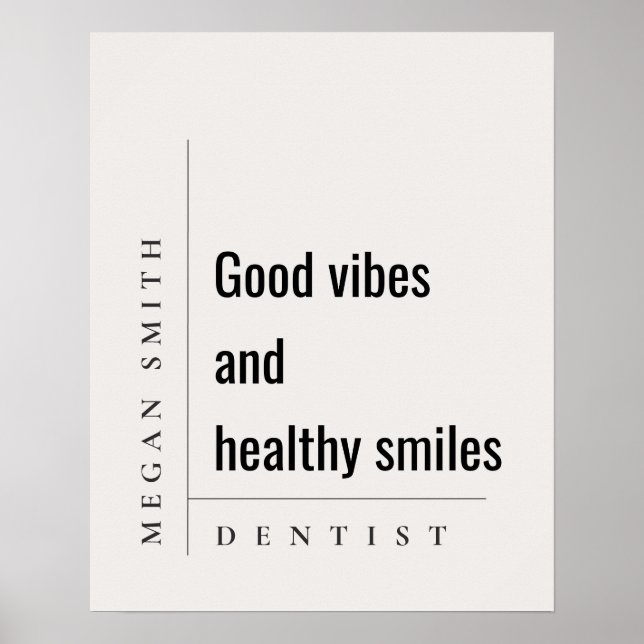 Modern Minimal Simple Healthy Smile Dentist Gift Poster (Front)