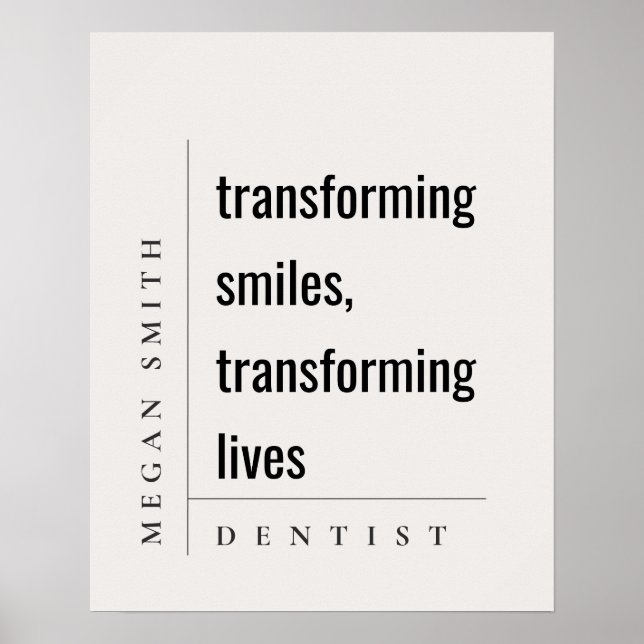Modern Minimal Simple Healthy Smile Dentist Gift Poster (Front)