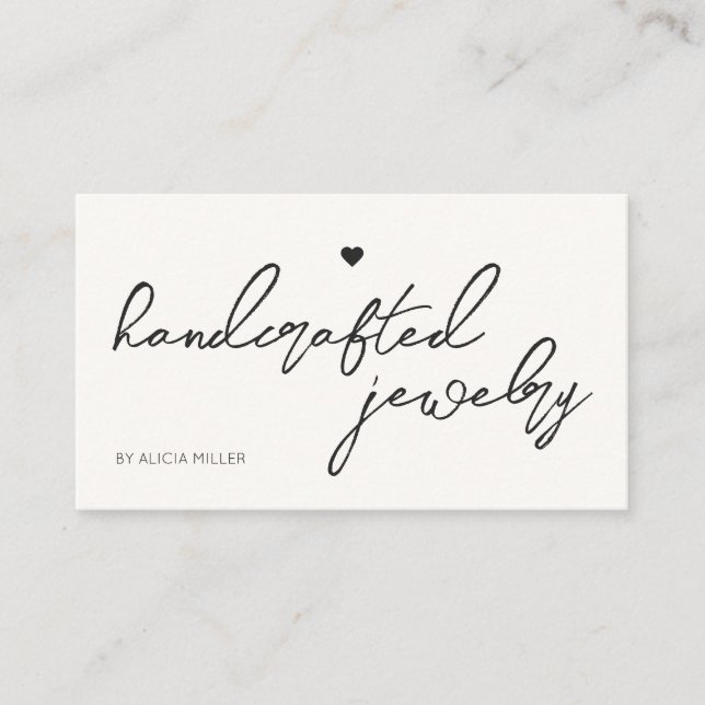 Modern Minimal Simple Heart QR Code Business Card (Front)