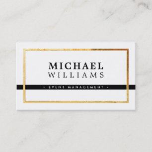 MODERN MINIMAL simple masculine gold border black Business Card