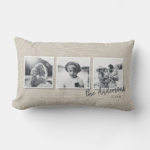 Modern minimal simple multi photo home decor lumbar cushion