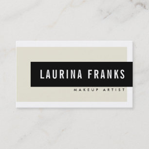 MODERN MINIMAL simple name chic ivory cream black Business Card