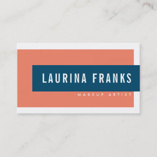 MODERN MINIMAL simple name cool orange navy black Business Card