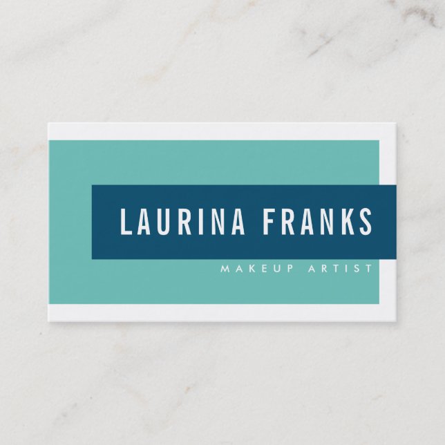 MODERN MINIMAL simple name teal mint navy black Business Card (Front)