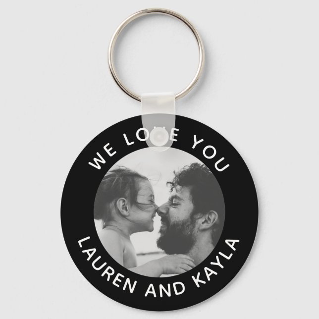 Modern Minimal Simple Photo Message Father Cool Key Ring (Front)