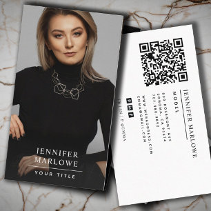Modern Minimal Simple Photo QR Code Social Media  Business Card