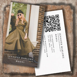 Modern Minimal Simple Photo QR Code Social Media Business Card