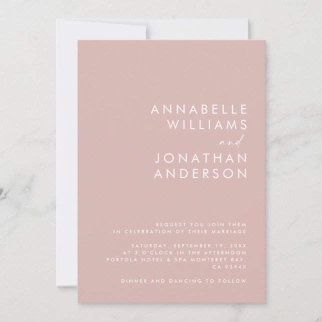 Modern Minimal simple pink Wedding Details QR Code Invitation (Front)