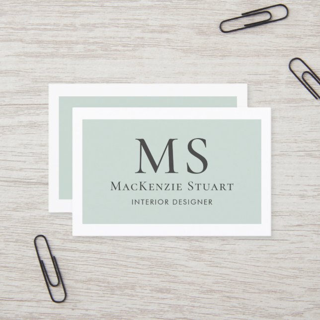 Modern Minimal Simple Professional Monogram Business Card (Front/Back In Situ)
