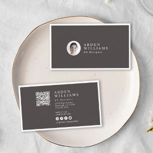 Modern Minimal Simple Professional QR code Photo Business Card