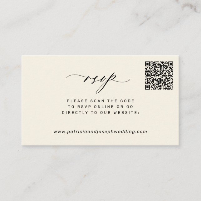 Modern minimal simple QR code ivory wedding RSVP Enclosure Card (Front)