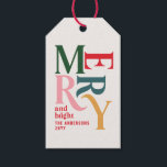 Modern minimal simple red colourful Christmas Gift Tags<br><div class="desc">Budget Modern minimal traditional retro vintage graphic typography red colourful merry Christmas holiday thank you tag. Part of a bold fun holiday collection.</div>